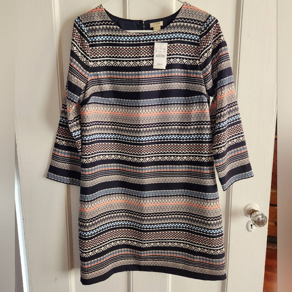 J. Crew Factory Striped Geometric Sheath Dress NWT Size 2 Petite